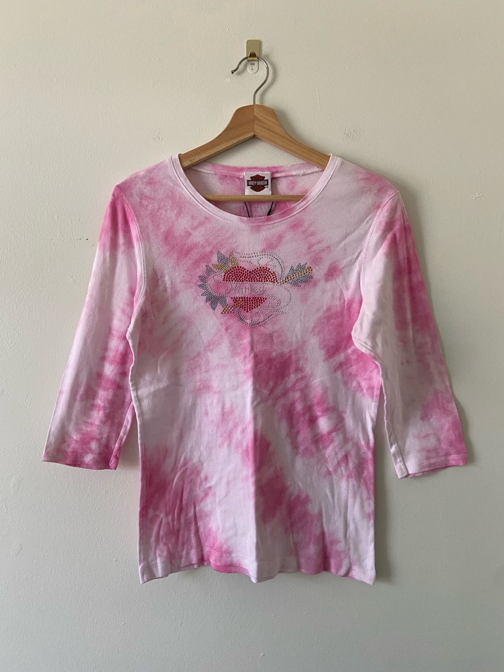 Harley Davidson Tie Dye 3/4 Sleeve Top